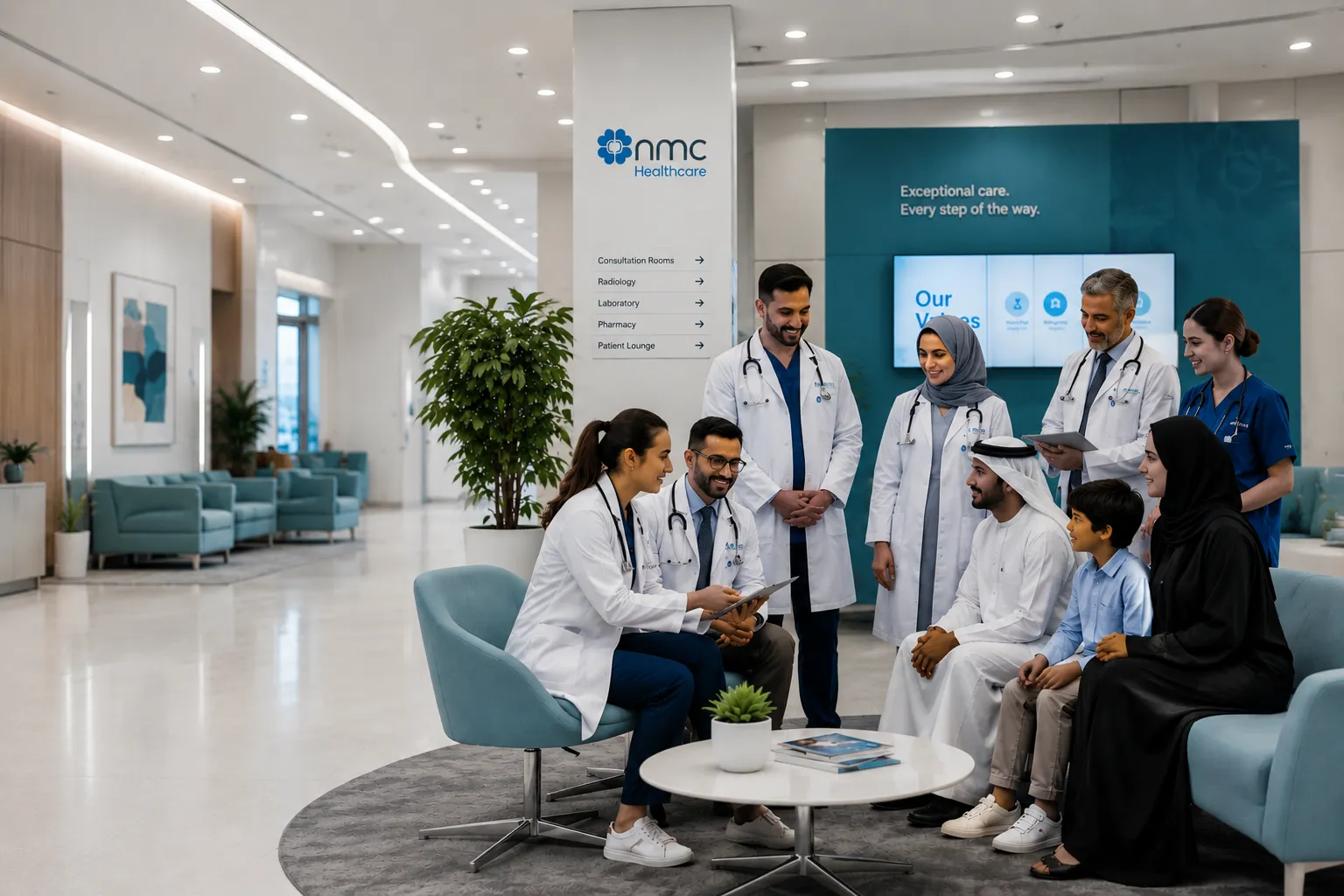 طبيب يقدم رعاية متعددة التخصصات لمريض وعائلته